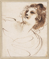 H 068
<br/>
Kop van een jonge vrouw, kijkend over haar rechterschouder
<br/>
<em>Guercino (1591-1666)</em>